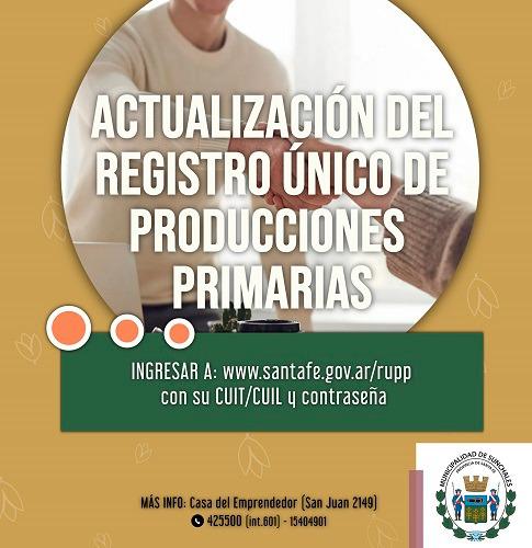 Sunchales: productores primarios deberán actualizar el Registro Único de Producciones Primarias