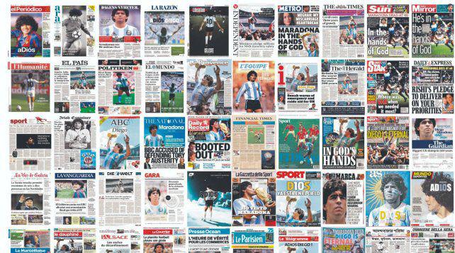 La muerte de Diego Maradona en las portadas de diarios y revistas del mundo