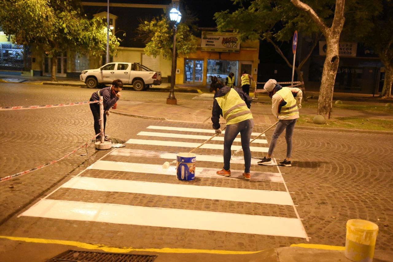 demarcación de los cruces peatonales -