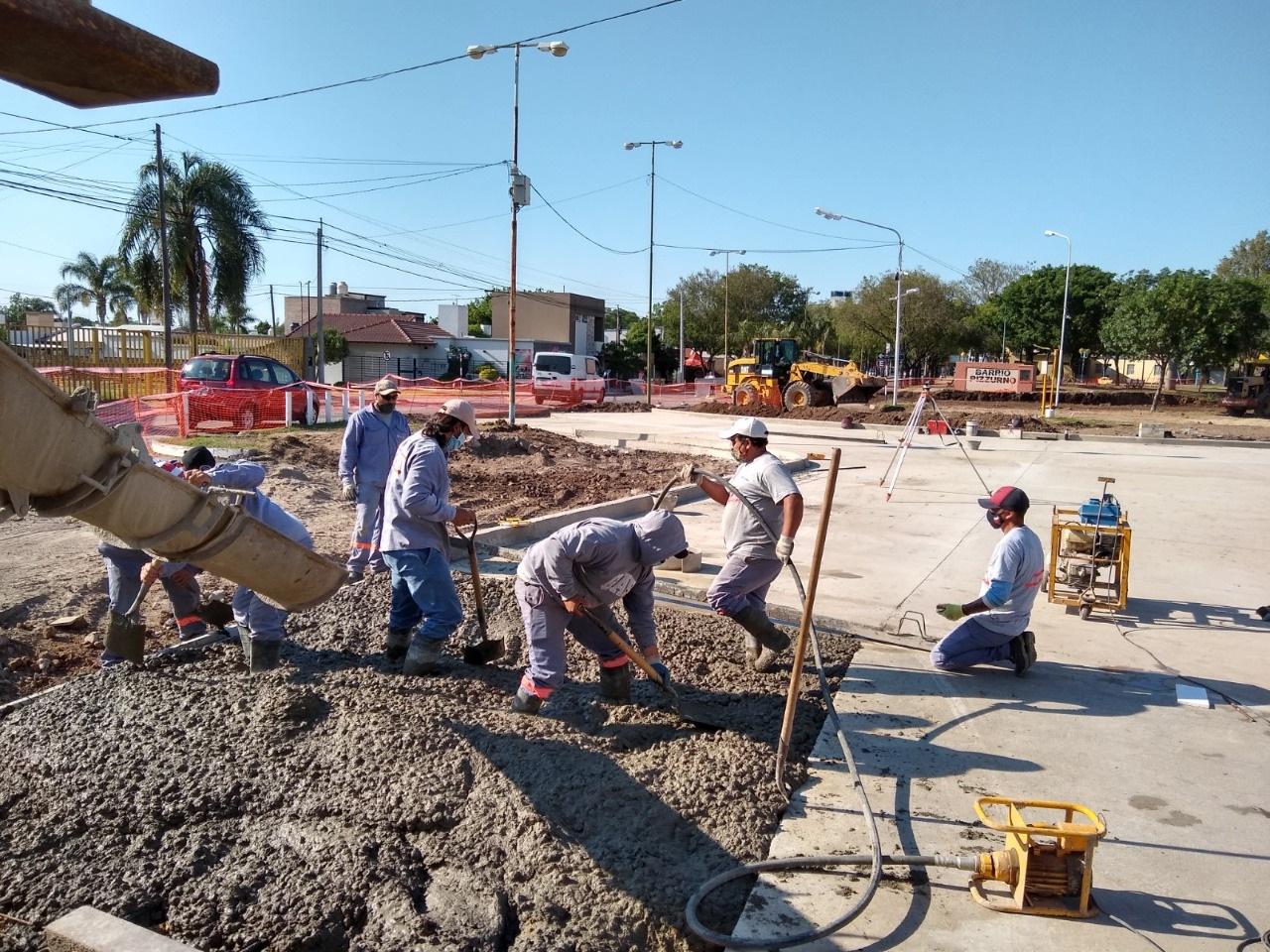 Trabajos en la Rotonda de Yrigoyen